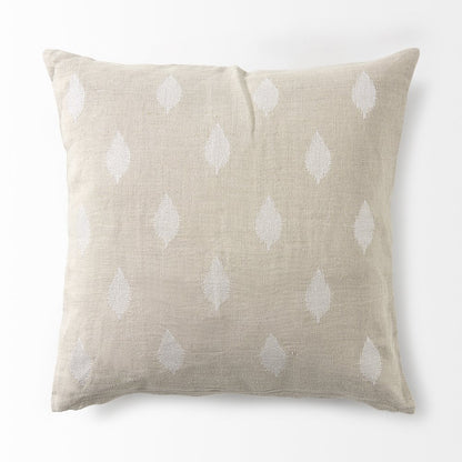 18L X 18W Beige And Cream Fabric Patterned Decorative Pillow Cover