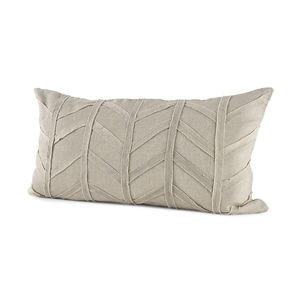 14L X 26W Beige Fabric Textured Decorative Pillow Cover