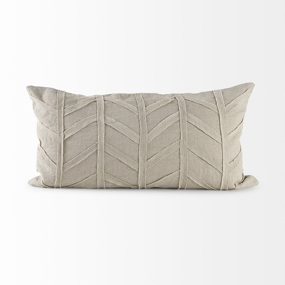 14L X 26W Beige Fabric Textured Decorative Pillow Cover