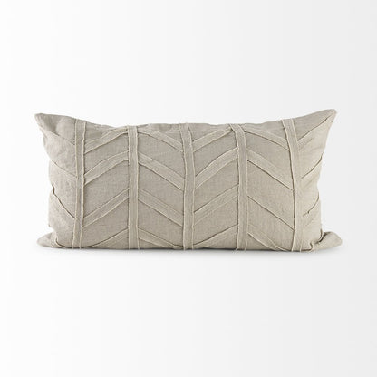 14L X 26W Beige Fabric Textured Decorative Pillow Cover