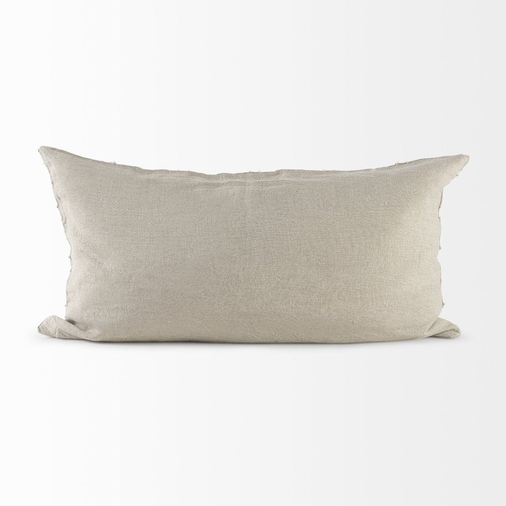 14L X 26W Beige Fabric Textured Decorative Pillow Cover