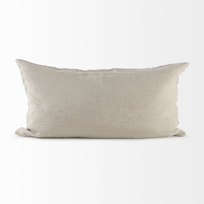 14L X 26W Beige Fabric Textured Decorative Pillow Cover
