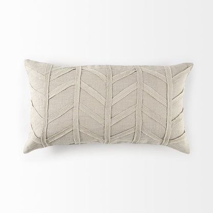 14L X 26W Beige Fabric Textured Decorative Pillow Cover