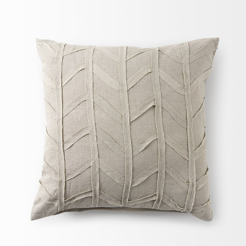 20L X 20W Beige Fabric Textured Decorative Pillow Cover