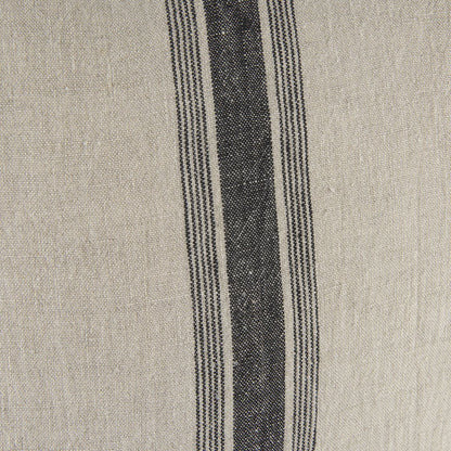 20L X 20W Beige And Black Fabric Striped Decorative Pillow Cover