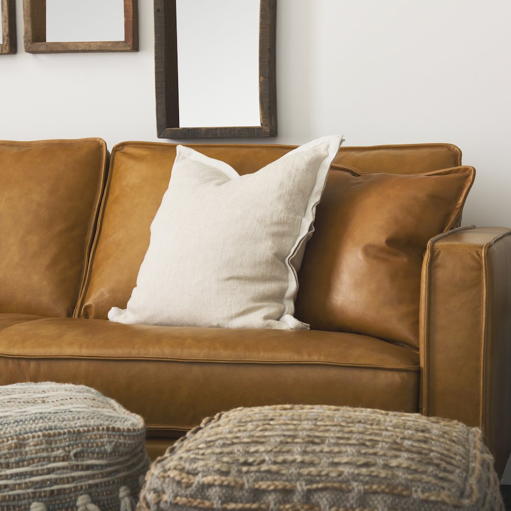 20L X 20W Beige Fabric Decorative Pillow Cover