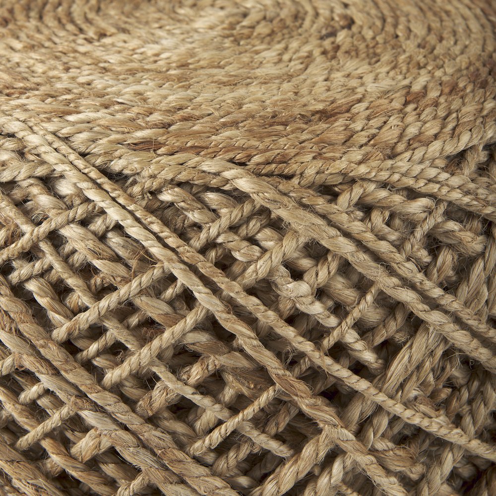 Allium Brown Handwoven Wool Cylindrical Pouf