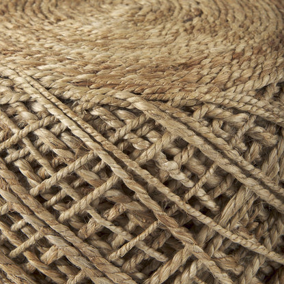 Allium Brown Handwoven Wool Cylindrical Pouf