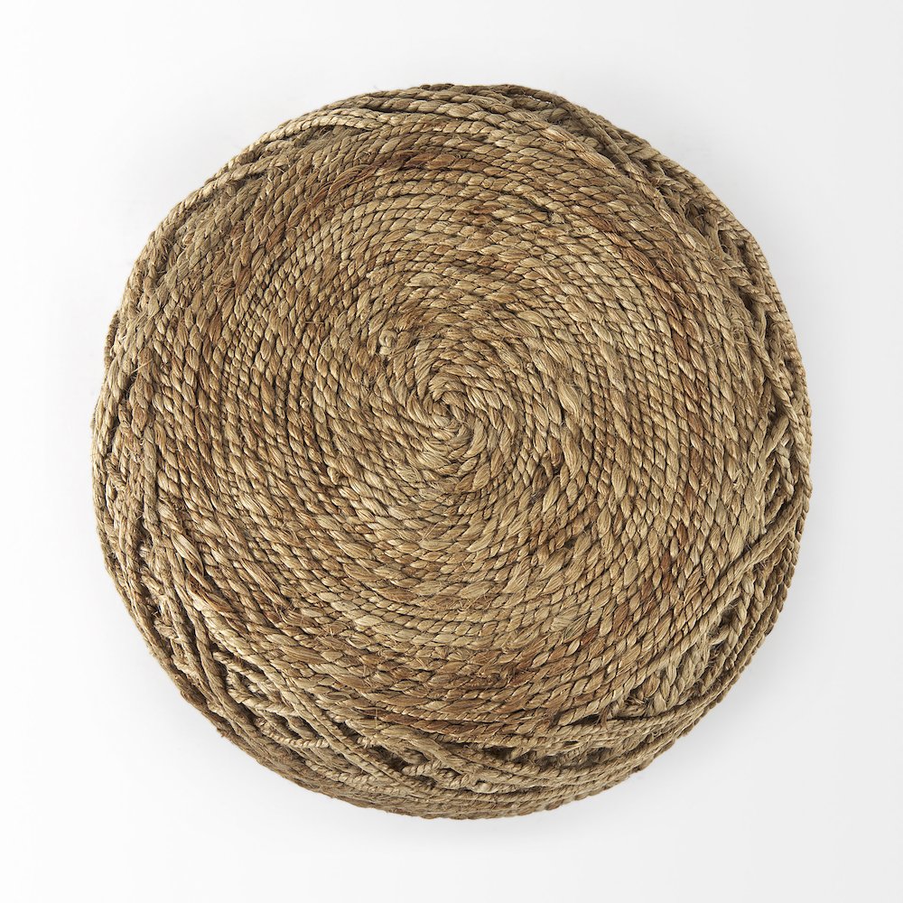 Allium Brown Handwoven Wool Cylindrical Pouf