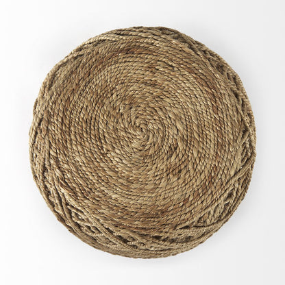 Allium Brown Handwoven Wool Cylindrical Pouf