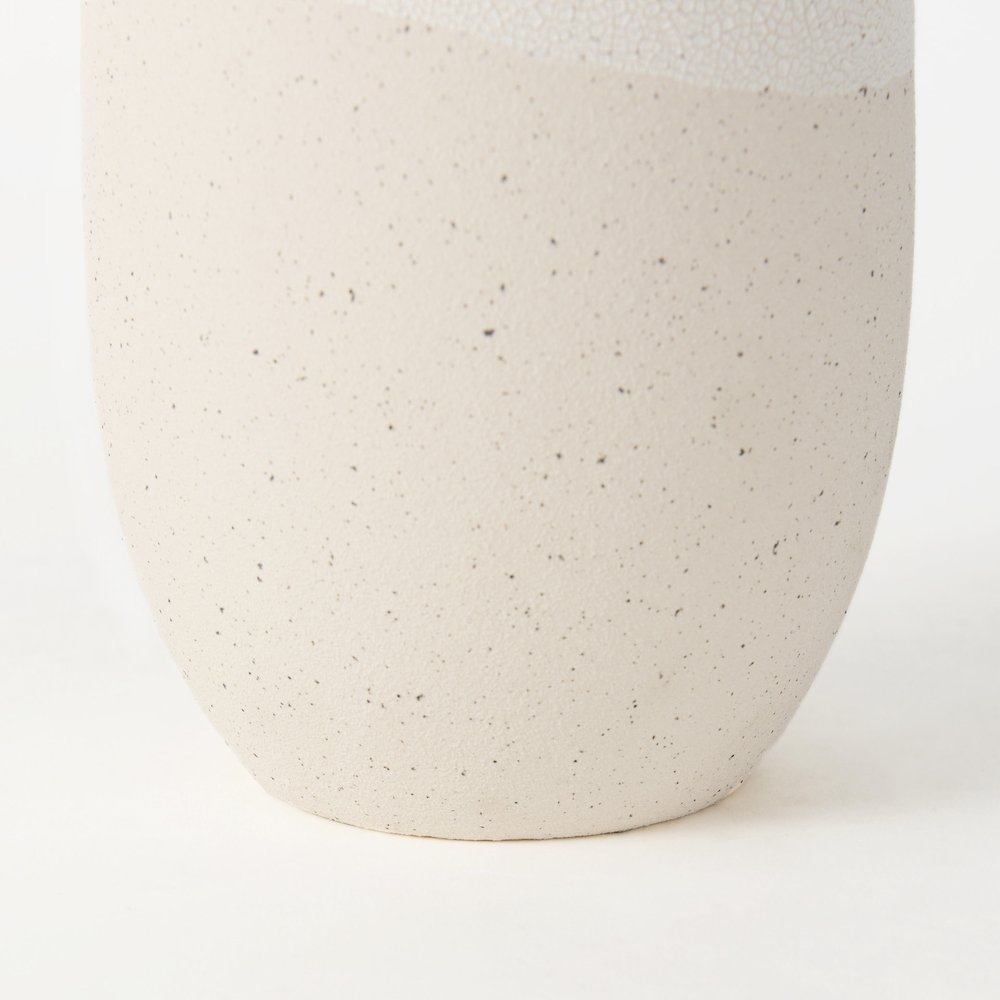 Salar 5.9L x 5.9W x 14.0H Cream Conical Crackled Ceramic Vase