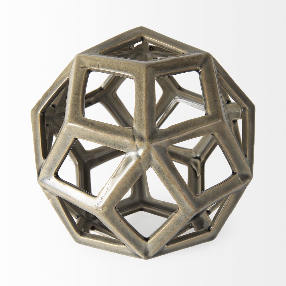 Geom 7.1L x 7.1W x 7.1H Tan Ceramic Geometric Object