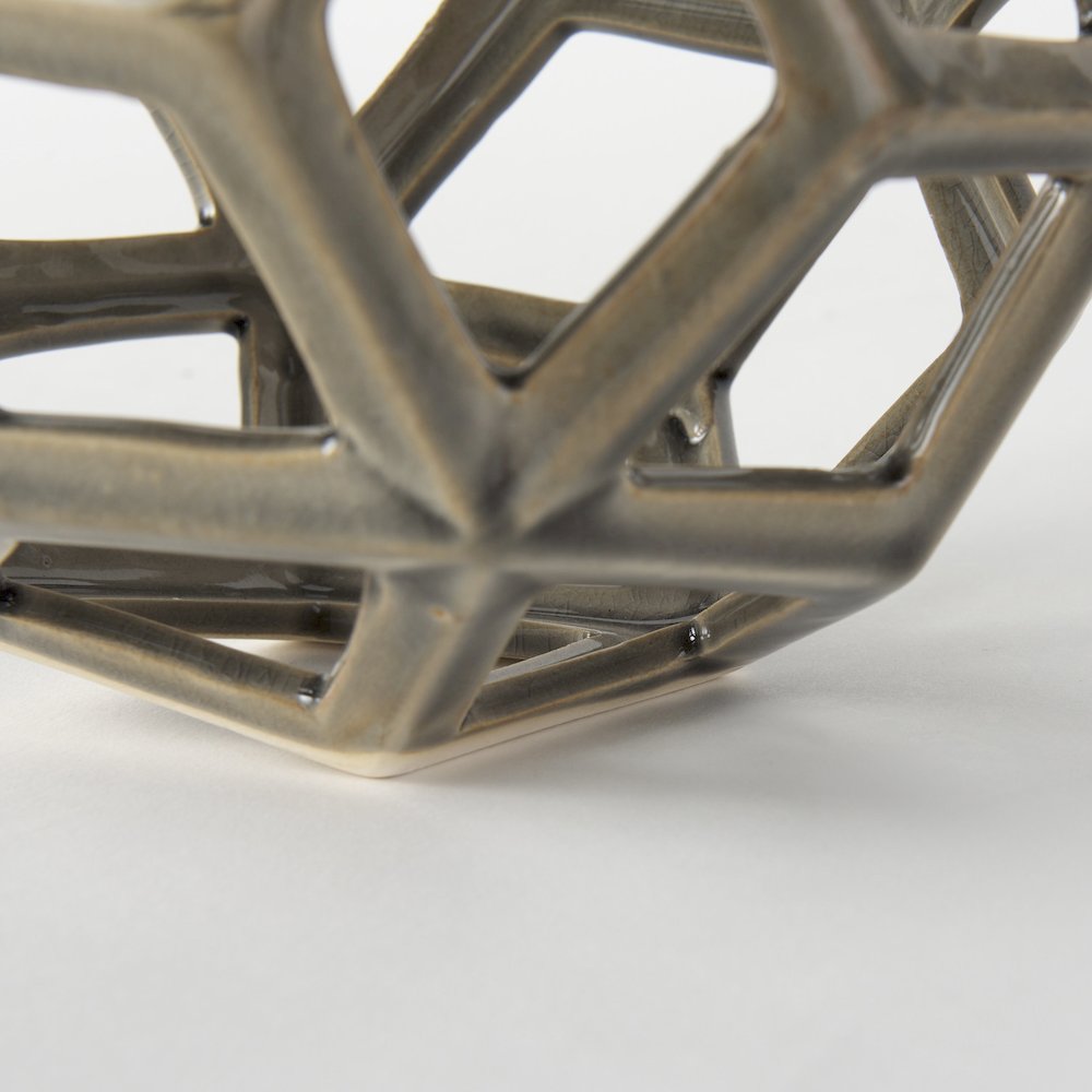 Geom 7.1L x 7.1W x 7.1H Tan Ceramic Geometric Object