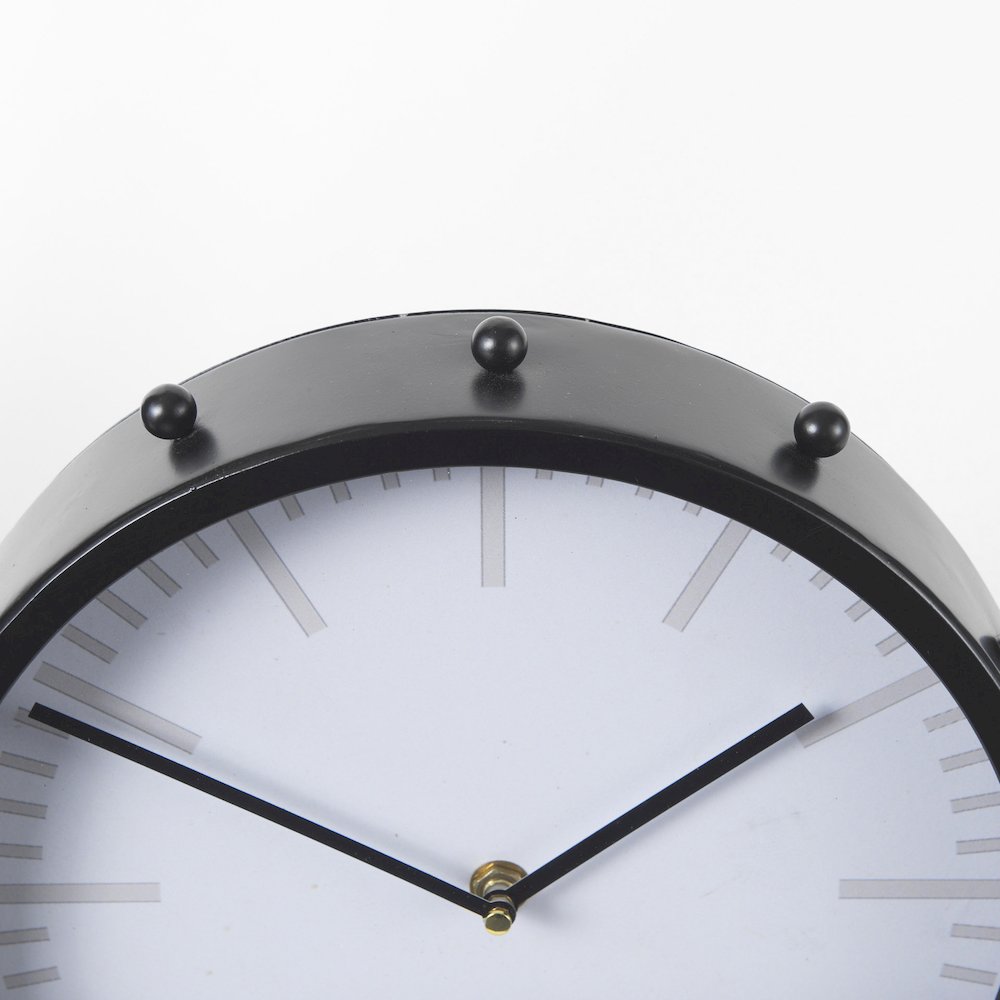 Marian 11.0L x 3.1W x 11.0H Black Studded Round Table Clock