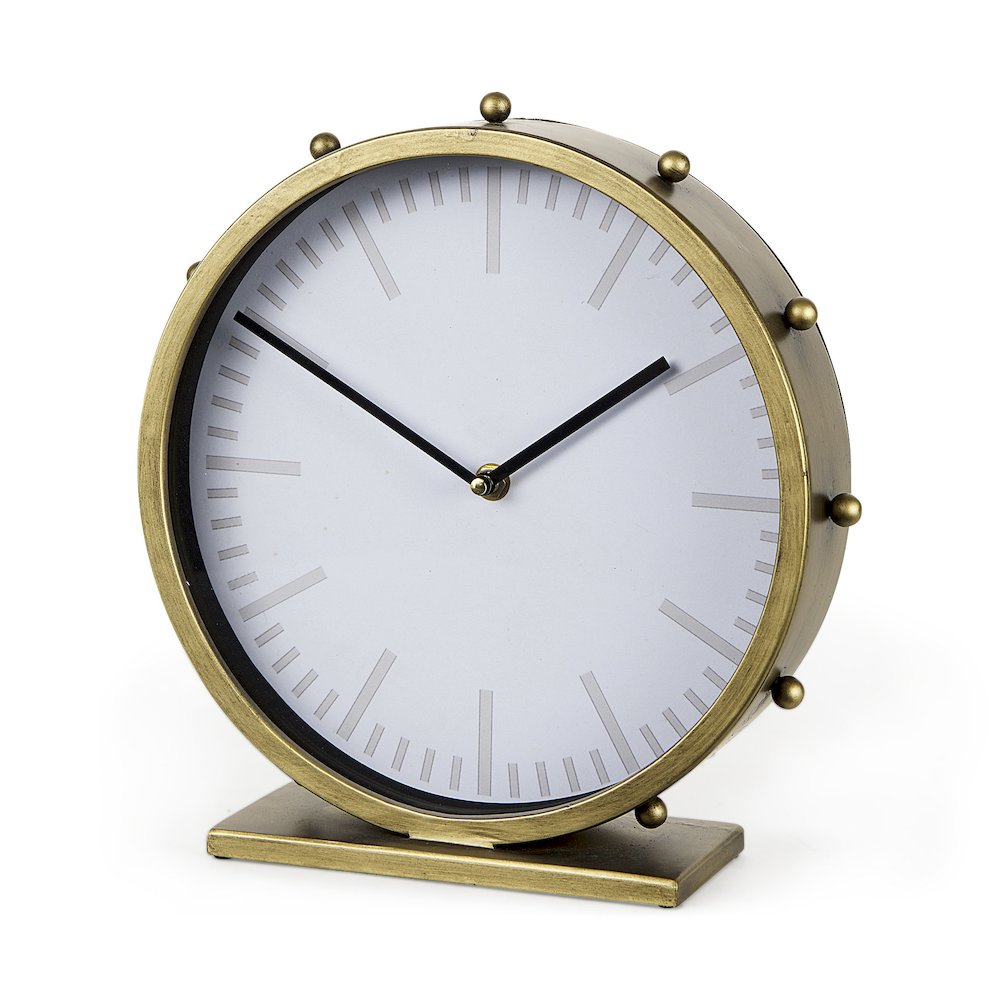 Marian 11.0L x 3.1W x 11.0H Gold MetalStuds Round Table Clock