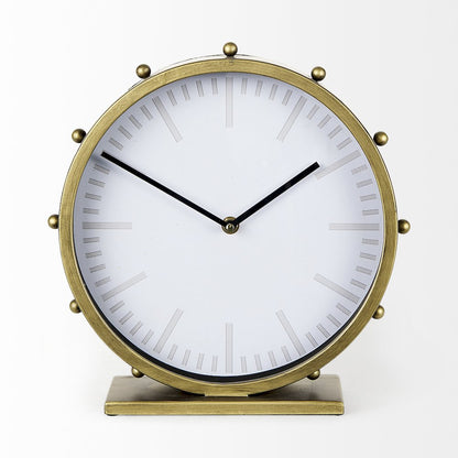 Marian 11.0L x 3.1W x 11.0H Gold MetalStuds Round Table Clock