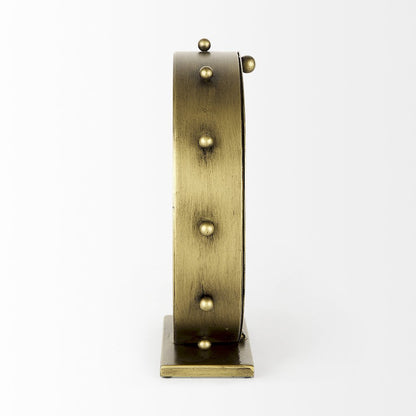 Marian 11.0L x 3.1W x 11.0H Gold MetalStuds Round Table Clock