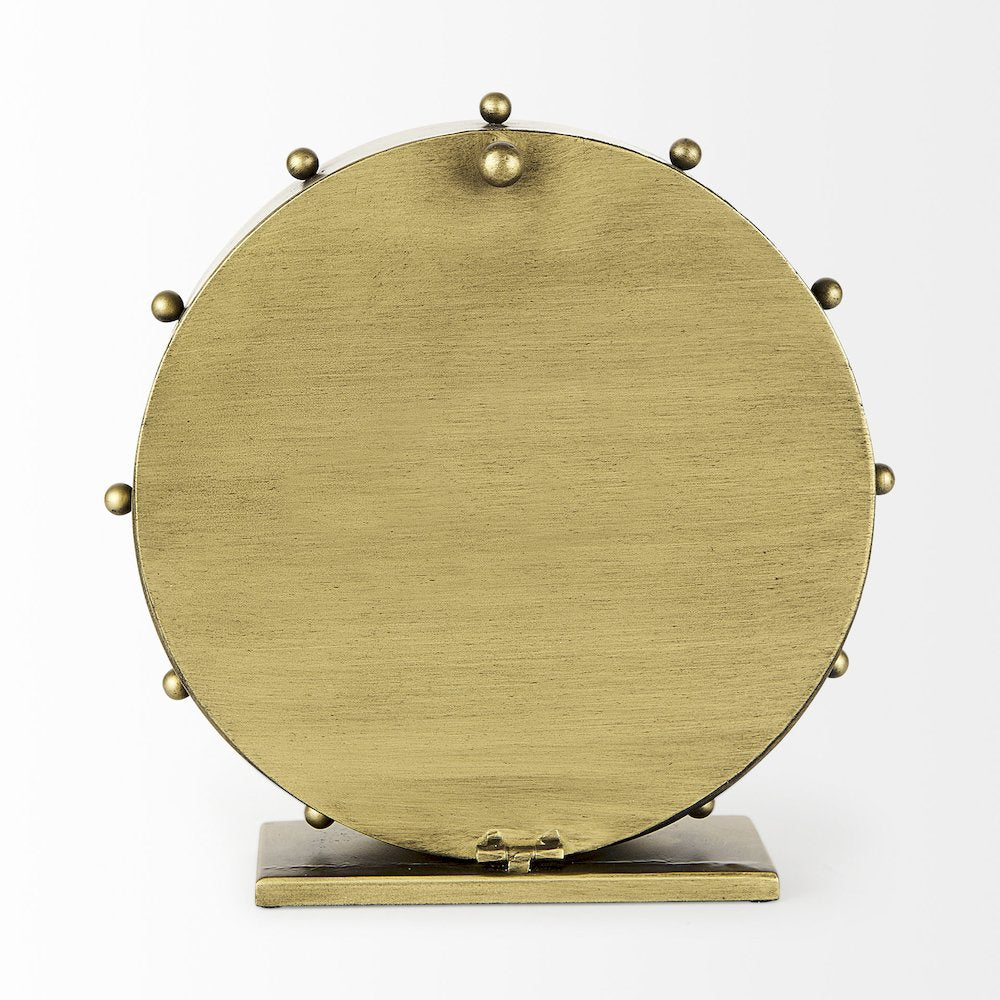 Marian 11.0L x 3.1W x 11.0H Gold MetalStuds Round Table Clock