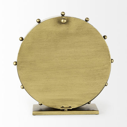 Marian 11.0L x 3.1W x 11.0H Gold MetalStuds Round Table Clock