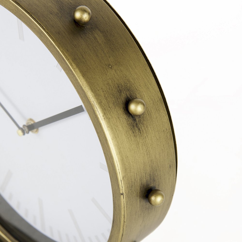 Marian 11.0L x 3.1W x 11.0H Gold MetalStuds Round Table Clock