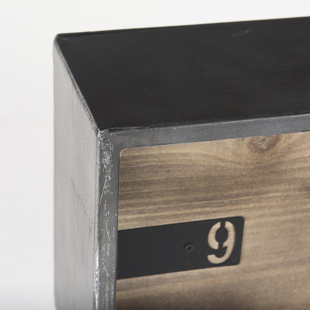 Harvey 13.0L x 4.5W x 8.1H Black Metal and Wood Rectangular Table Clock