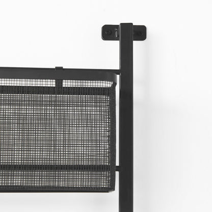 Macrinus 23.4L x 5.5W x 38.6H Black MetalMesh Wall Mounted Shelf