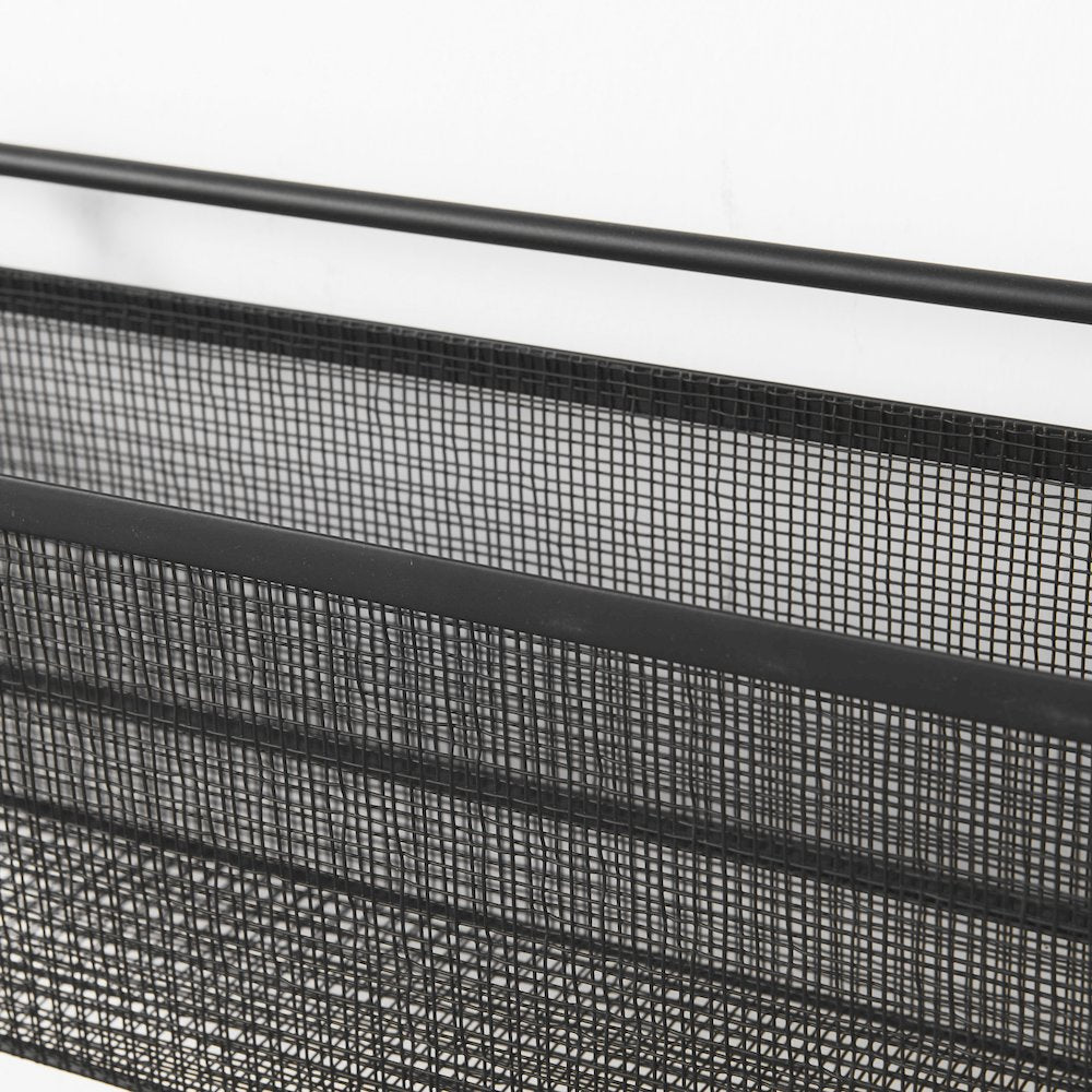 Macrinus 23.4L x 5.5W x 38.6H Black MetalMesh Wall Mounted Shelf