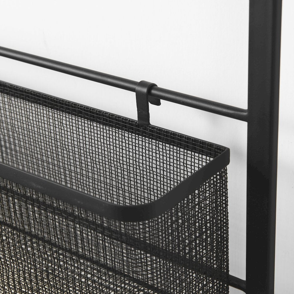 Macrinus 23.4L x 5.5W x 38.6H Black MetalMesh Wall Mounted Shelf
