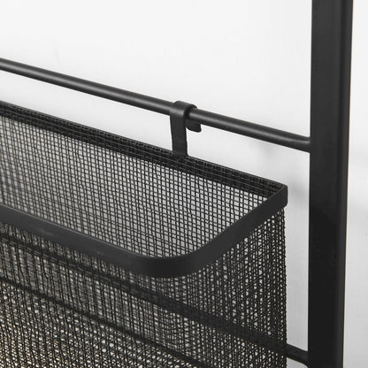 Macrinus 23.4L x 5.5W x 38.6H Black MetalMesh Wall Mounted Shelf