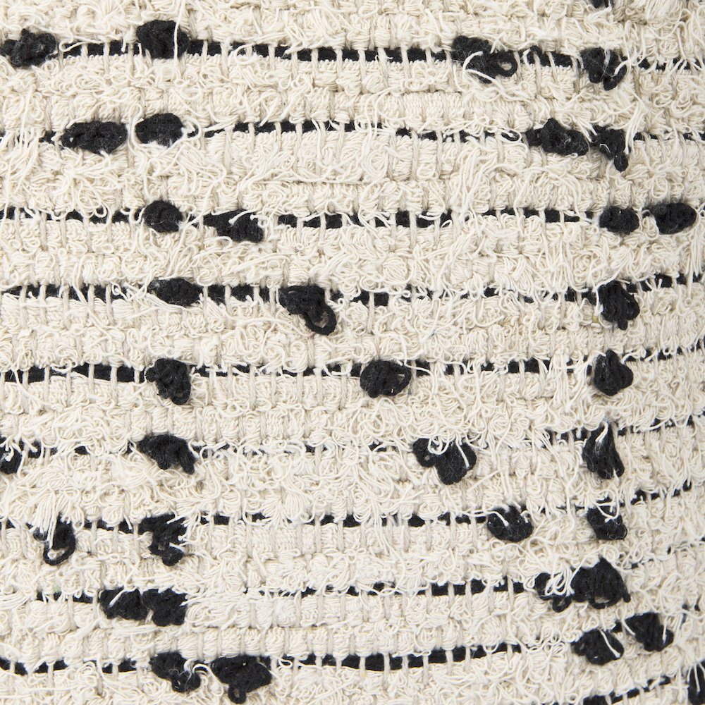 Aaroh16.0L x 16.0W x 16.0H Cream/Black Cotton Patterned Pouf