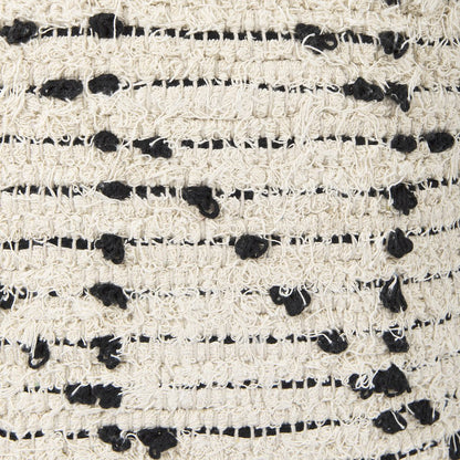 Aaroh16.0L x 16.0W x 16.0H Cream/Black Cotton Patterned Pouf