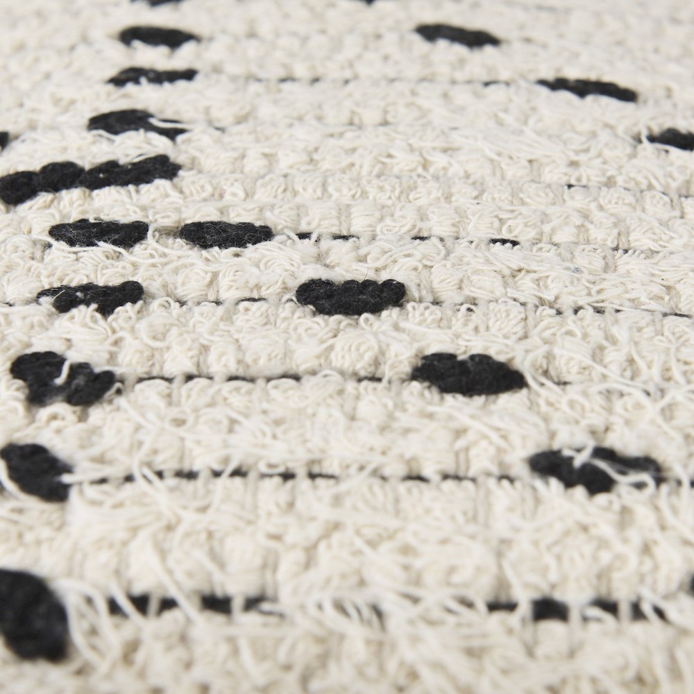 Aaroh16.0L x 16.0W x 16.0H Cream/Black Cotton Patterned Pouf