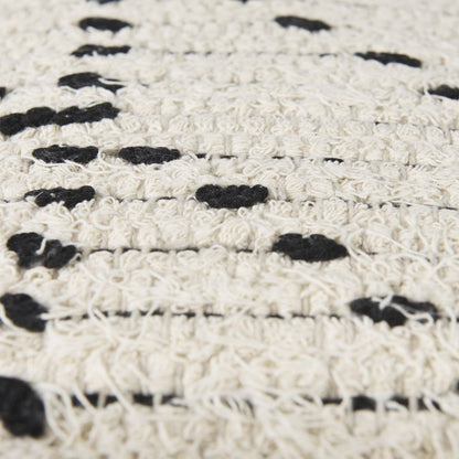 Aaroh16.0L x 16.0W x 16.0H Cream/Black Cotton Patterned Pouf