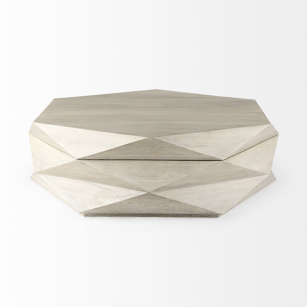Natural Solid Wood Hexagonal Storage Coffee Table