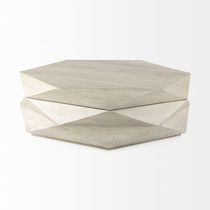 Natural Solid Wood Hexagonal Storage Coffee Table