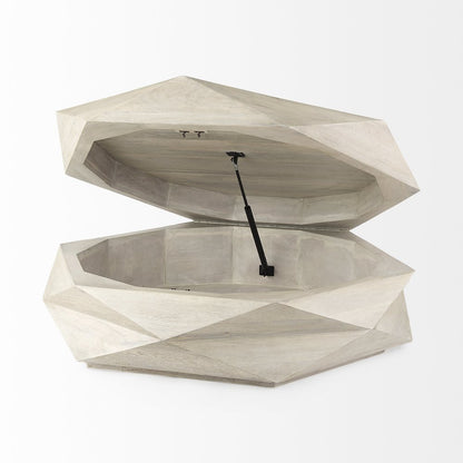 Natural Solid Wood Hexagonal Storage Coffee Table