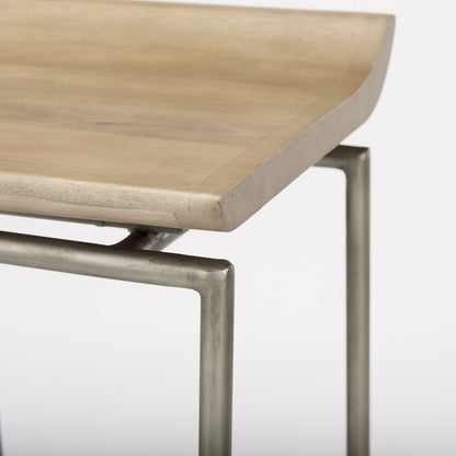 14.0L X 15.8W X 25.8H Brown Woodsilver Metal Frame Counterstool