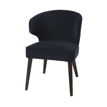Navy Fabric Seat Dark Brown Wooden Legs Wingback Dining Chair