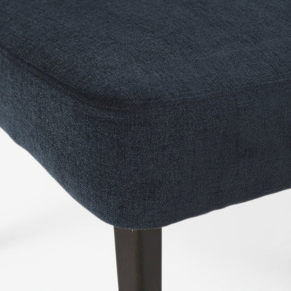 Navy Fabric Seat Dark Brown Wooden Legs Wingback Dining Chair