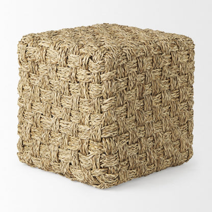 Adele  17.7L x 17.7W x 17.7H Medium Brown Seagrass Woven Square Pouf