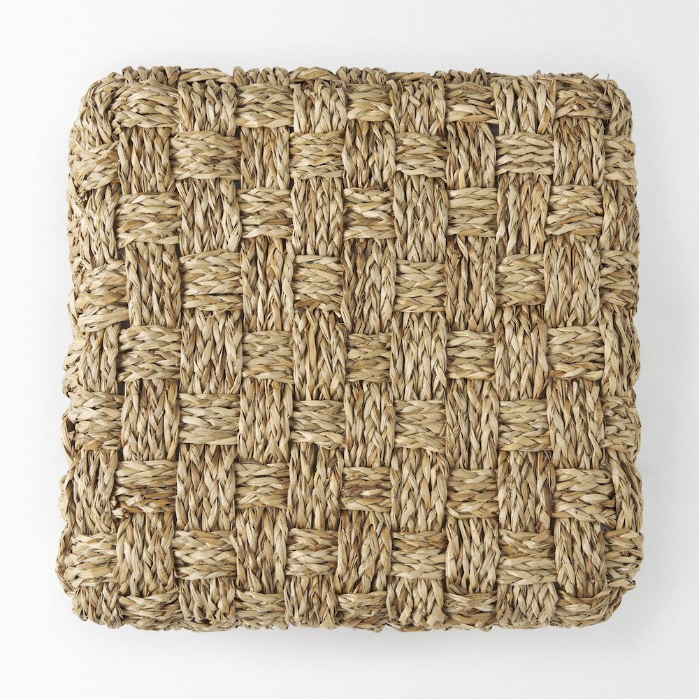 Adele  17.7L x 17.7W x 17.7H Medium Brown Seagrass Woven Square Pouf