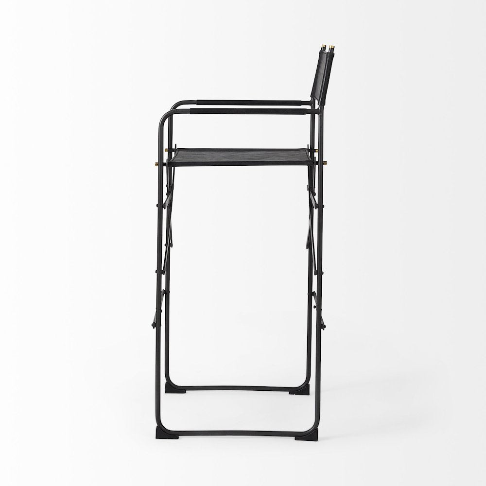 19.3L X 19.3W X 44.1H Black Leather Seatblack Iron Frame Bar Stool