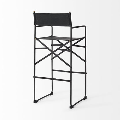 19.3L X 19.3W X 44.1H Black Leather Seatblack Iron Frame Bar Stool