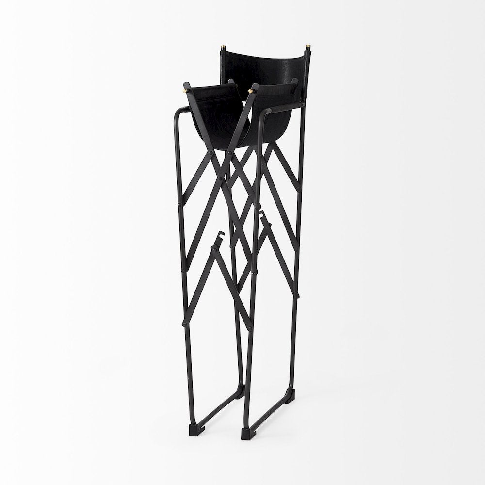 19.3L X 19.3W X 44.1H Black Leather Seatblack Iron Frame Bar Stool