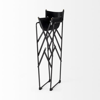 19.3L X 19.3W X 44.1H Black Leather Seatblack Iron Frame Bar Stool