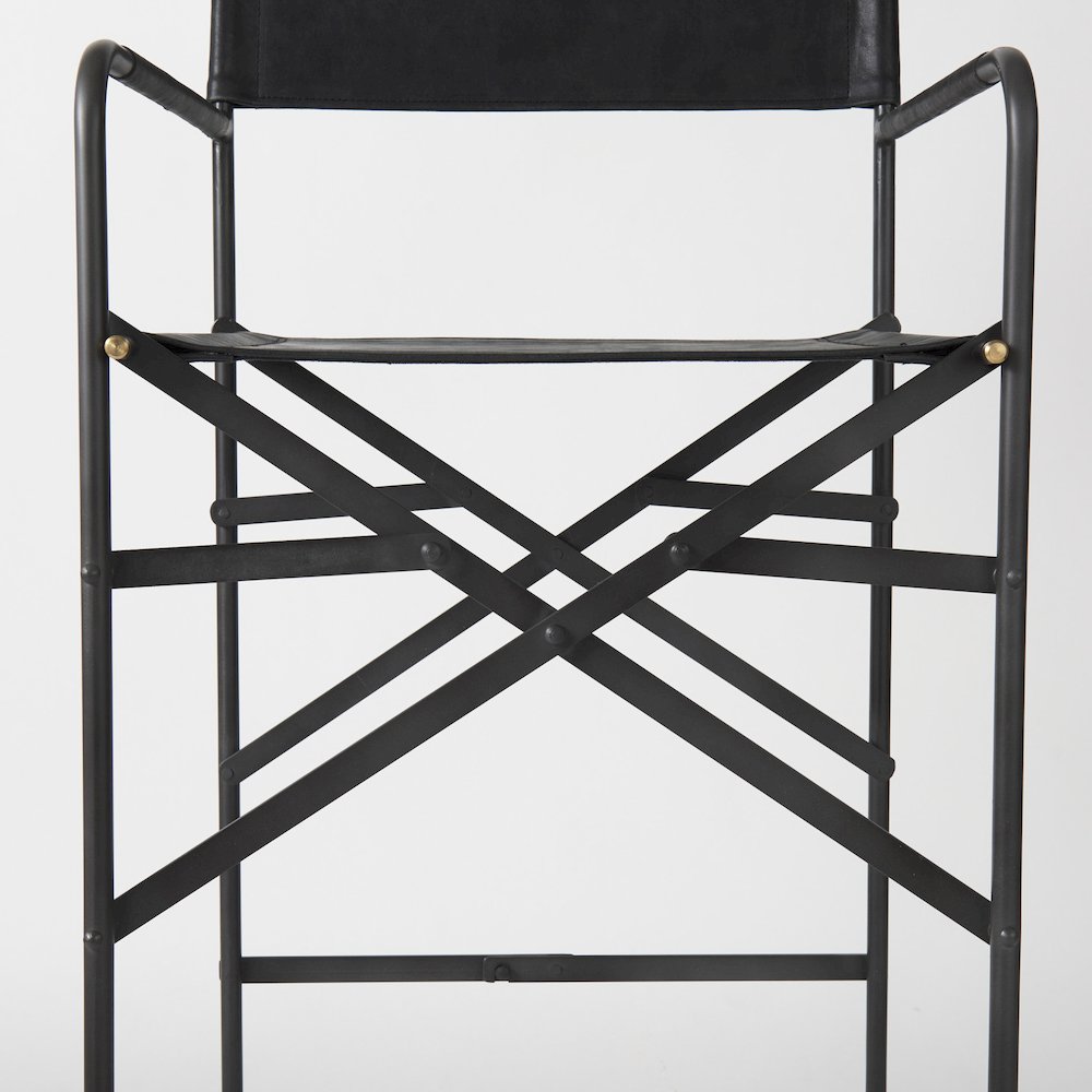 19.3L X 19.3W X 44.1H Black Leather Seatblack Iron Frame Bar Stool