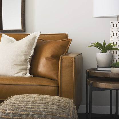 D'Arcy 88.0L x 37.0W x 34.0H Tan Leather Sofa