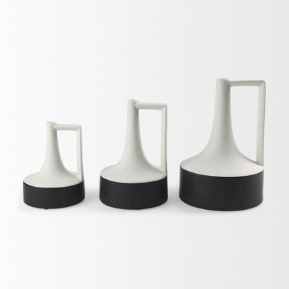 Burton 8.3H Small White and Black Ceramic Jug Vase