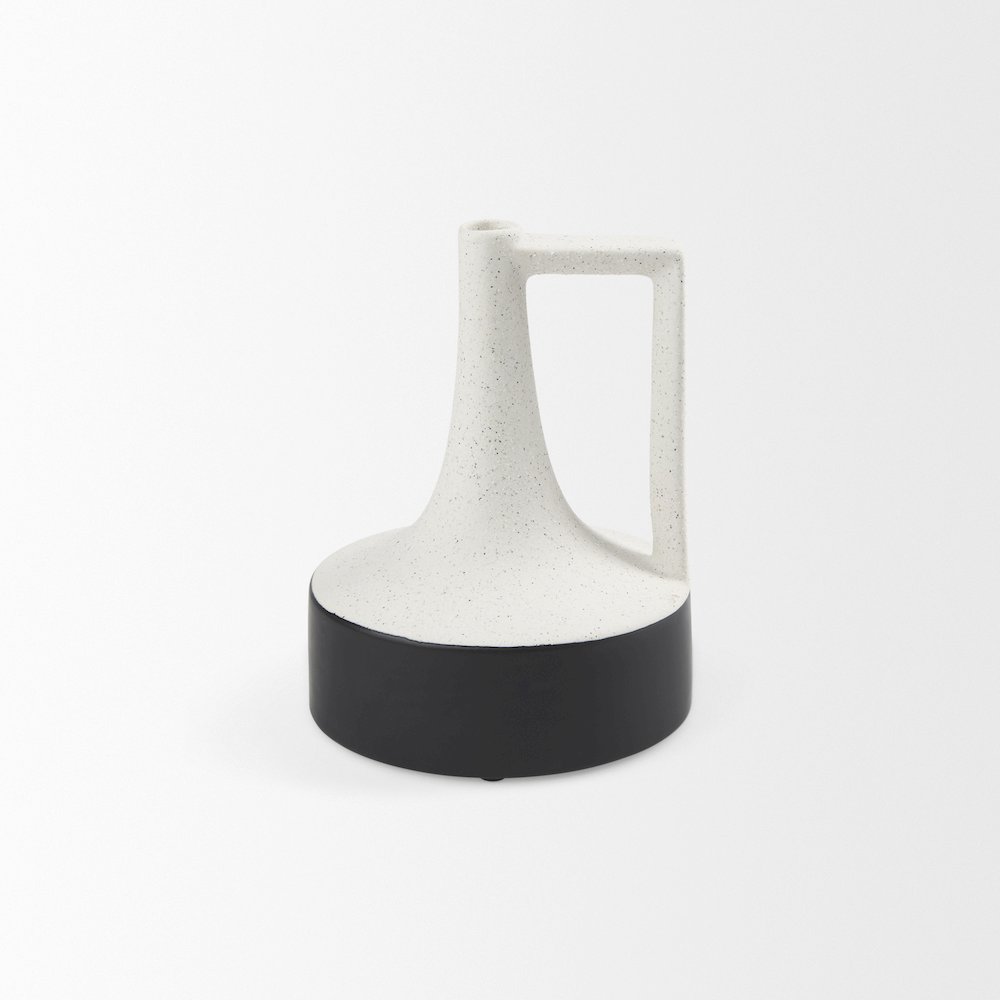 Burton 8.3H Small White and Black Ceramic Jug Vase