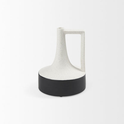 Burton 8.3H Small White and Black Ceramic Jug Vase